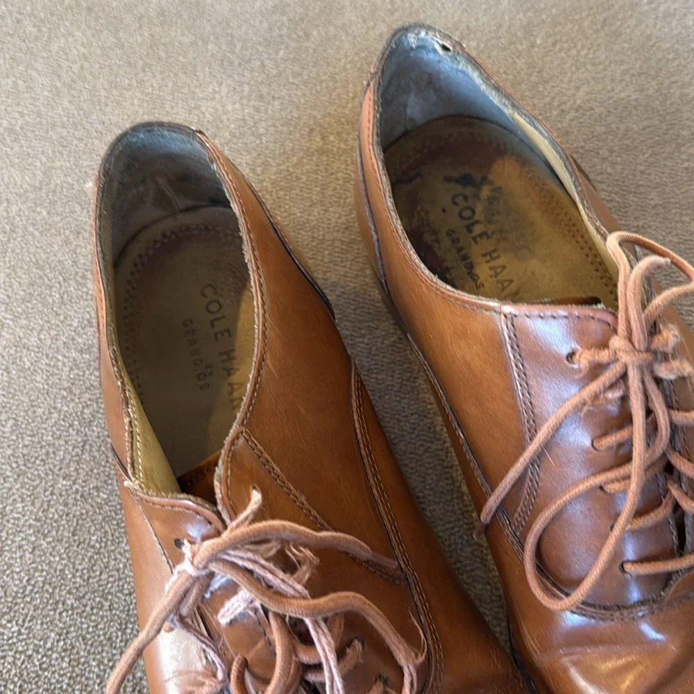 Cole Haan Grand OS Size 10 Brown Leather Oxford Dress Shoes C12849 (NH)